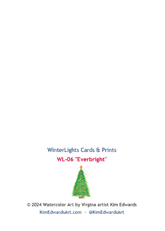 Christmas Tree WLN-B06 WinterLights Boxed Set of 6 Note Cards, "EverBright"