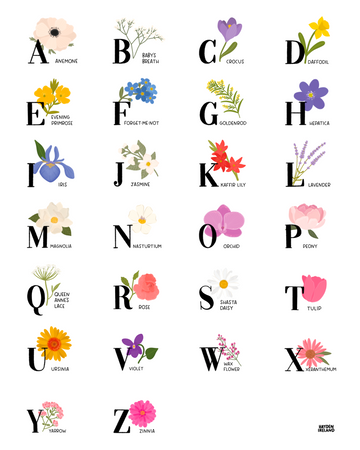 Floral Alphabet 8x10