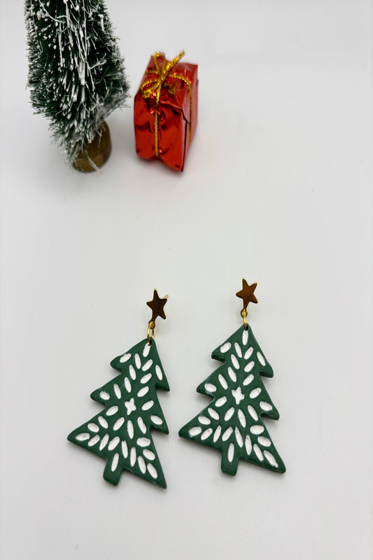 Scandinavian Christmas Tree Polymer Clay Earrings