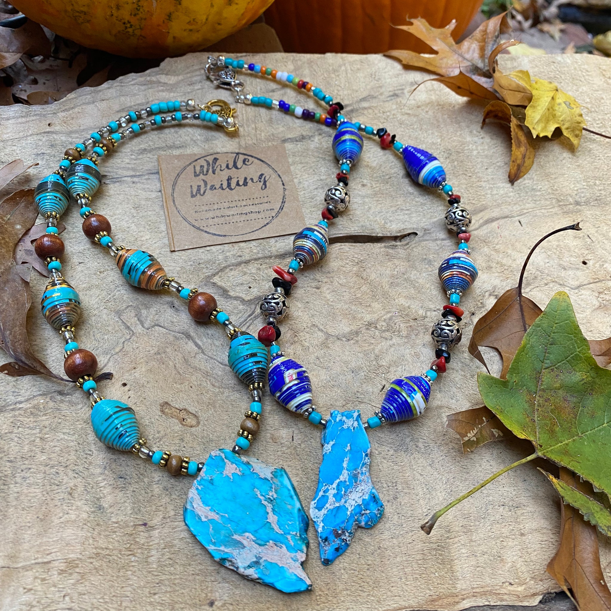 While waiting Turquoise stone necklace