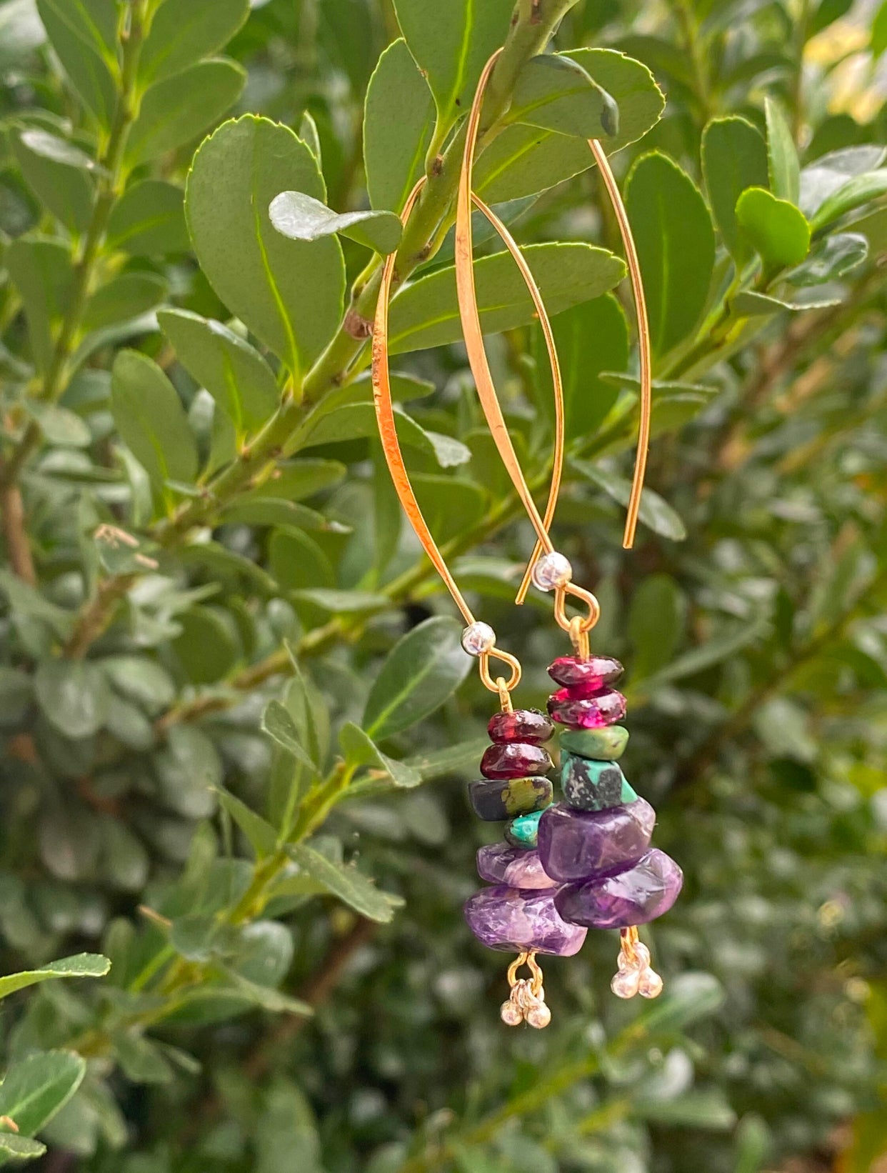 While Waiting stacked stone threader earrings