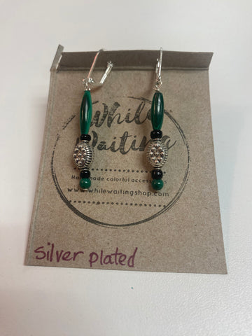 While waiting silver dangle earrings