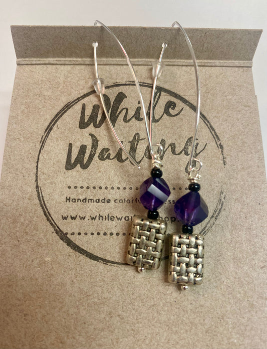 While waiting silver dangle earrings