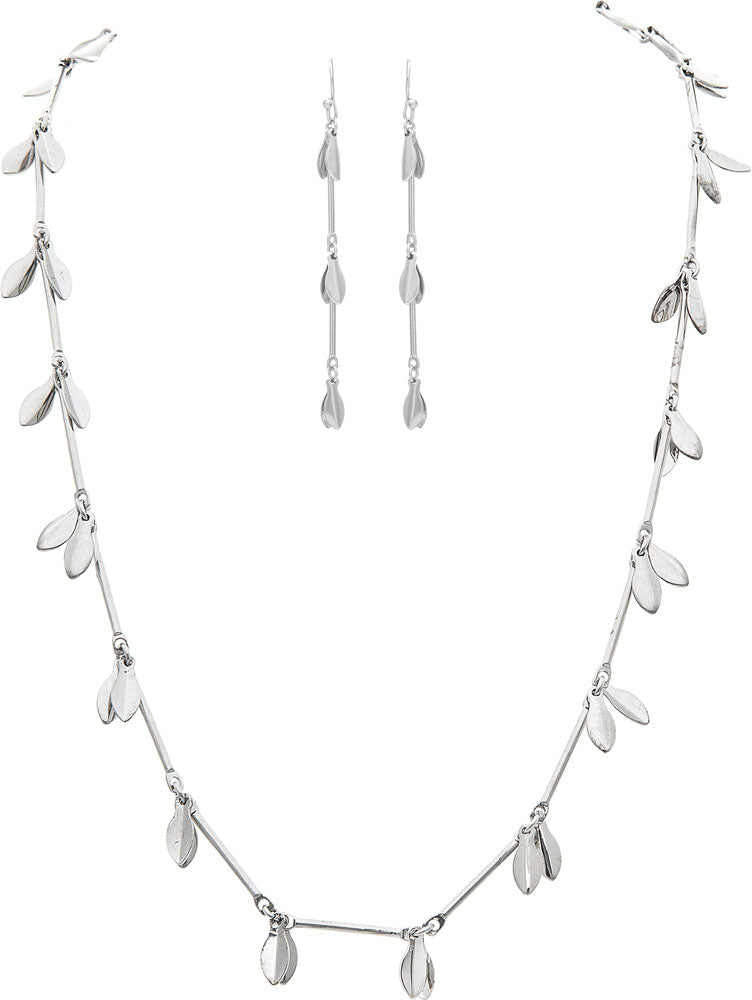 Silver Dangly Links Necklace Set