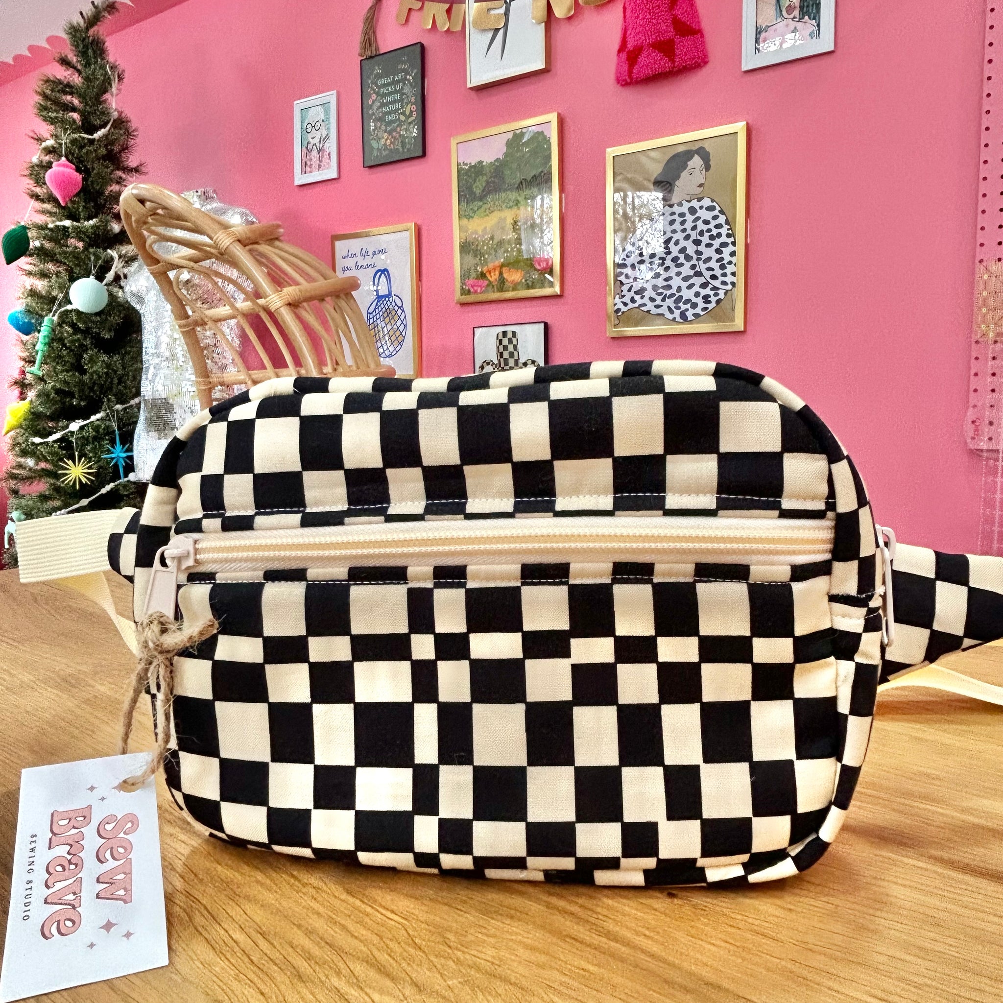 Black Checkered Bum Bag