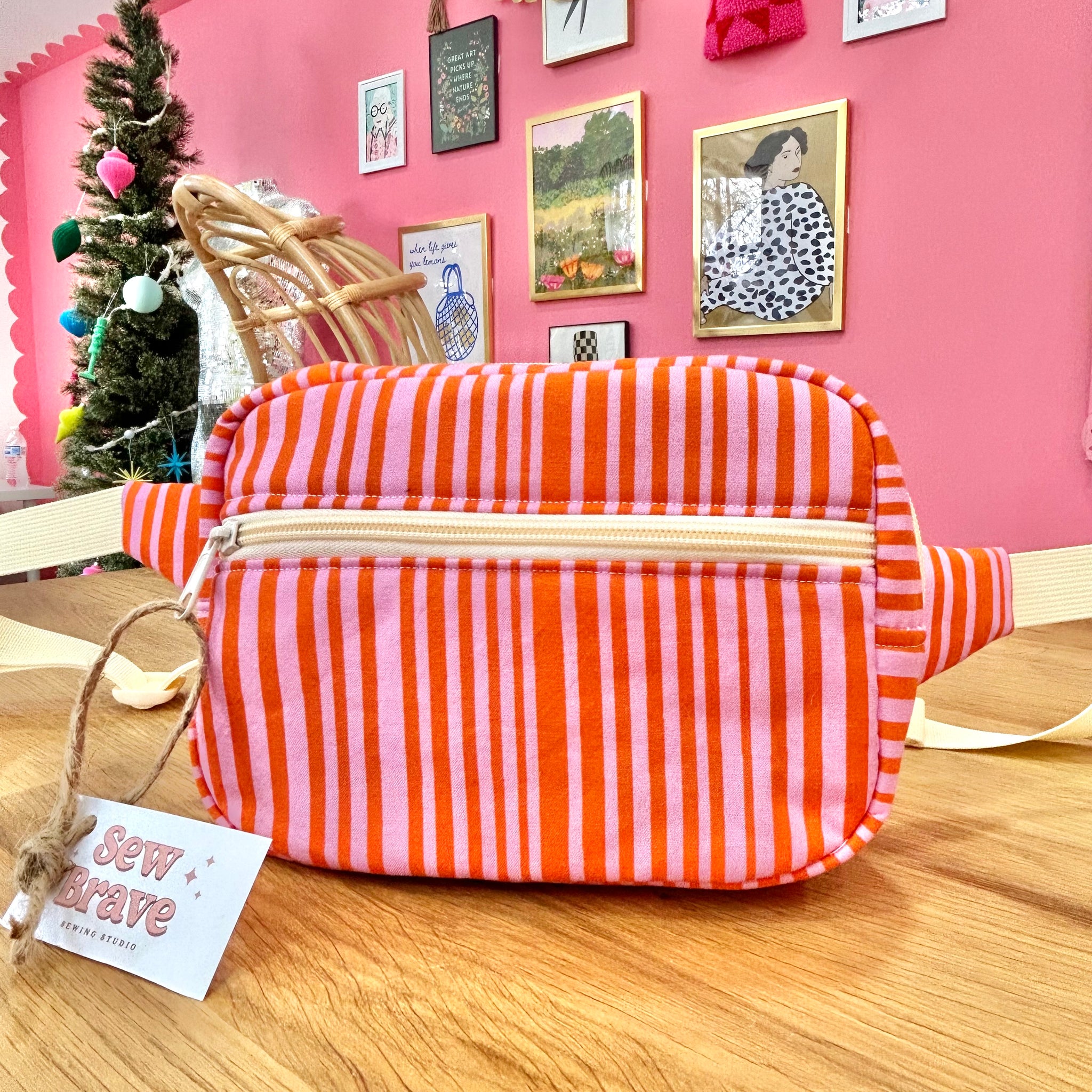 Pink/Red Striped Bum Bag