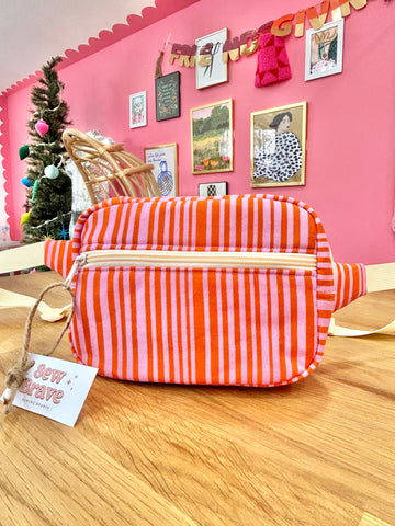 Pink/Red Striped Bum Bag