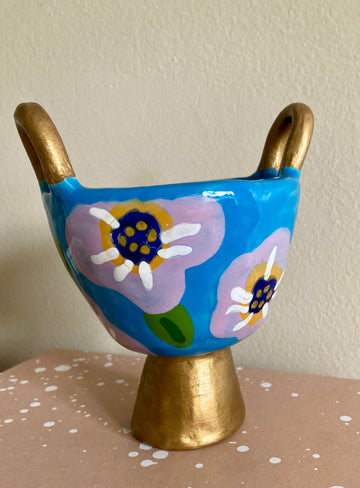 Blue Flowered Vase