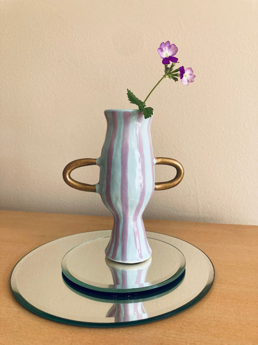 Light Blue Striped Vase