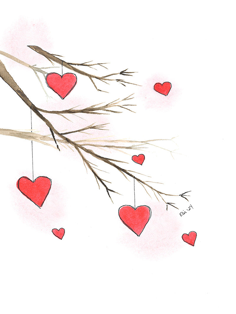 Tree Hearts "Love Blossoms" Box of 6 Note Cards (LL-BA04)