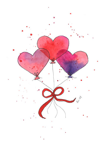 Heart Balloons "Love is in the Air" Box of 6 Note Cards (LLN-BA03)