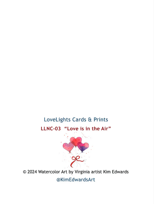 Heart Balloons "Love is in the Air" Box of 6 Note Cards (LLN-BA03)