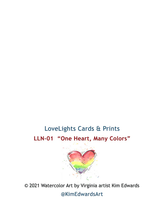 Rainbow Heart "One Heart Many Colors" Notecard (LLN-01)