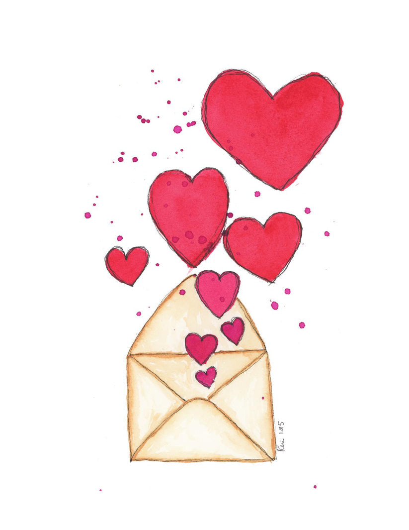 Heart Envelope "Love Letter" Note Card (LLN-07)