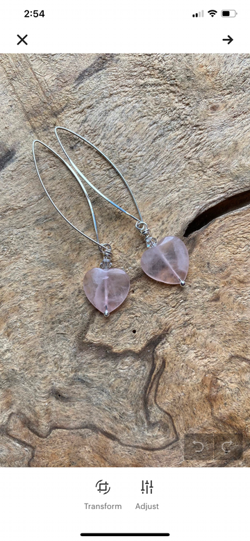 Heart long sterling silver earrings