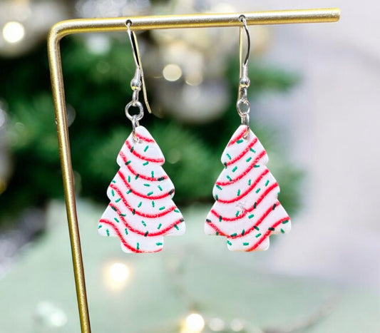 Nostalgic Christmas Tree Polymer Clay Earrings, sterling silver earrings