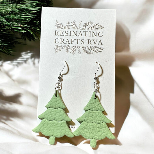 Evergreen Elegance Polymer Clay Earrings, Sterling Silver earrings