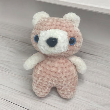 mini teddy bear - white and pink