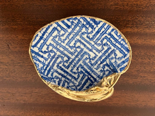 Clam Shell Trinket Tray- Greek Pattern