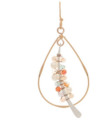 Two Tone Natural Bead Wrapped Mobile Earring