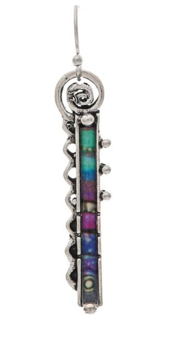 Silver Swirl Top Color Bar Earring