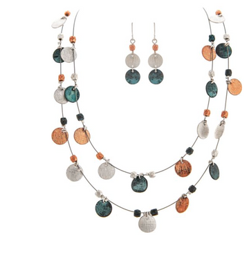 Patina Multi Charmy Disc Wire Necklace Set