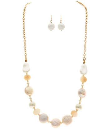 Gold Pearl Chain Necklace Set