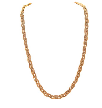 Gold Braided Double Snake Chain Necklace Set