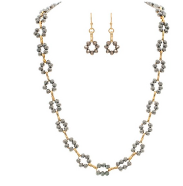 Gold Hematite Beaded Circles Necklace Set