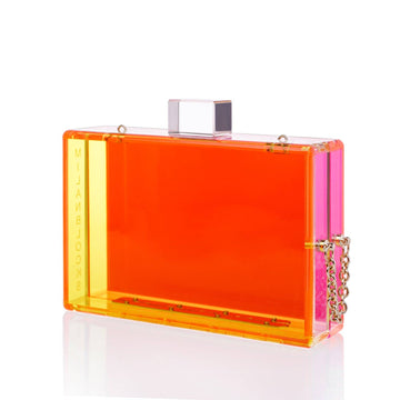 Passion Fruit Neon Two Tone Transparent Acrylic Clutch