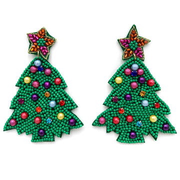 Green Christmas Tree With Star Pearl Ornaments